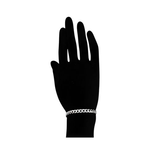 Pulsera color plateado con textura entrelazada para mujer