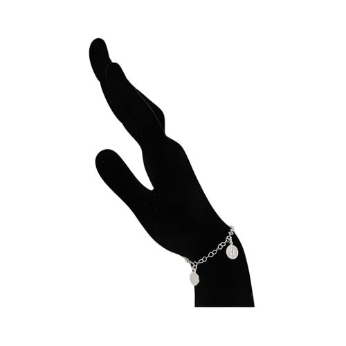 Pulsera color plateado de alusión religiosa para mujer