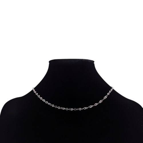 Cadena color plateado de eslabón redondo fino para mujer