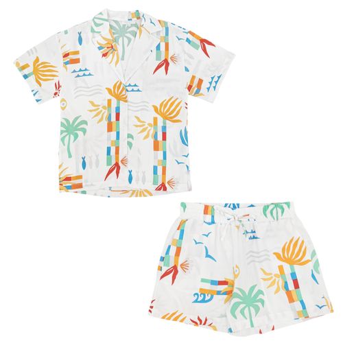 Conjunto de short multicolor de estilo veraniego para mujer