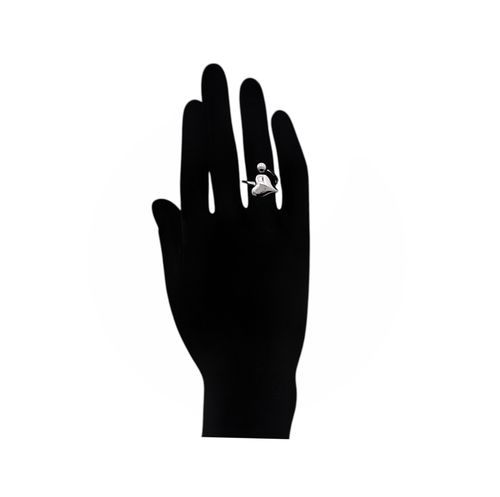 Anillo ajustable color plateado en forma de corazón para mujer