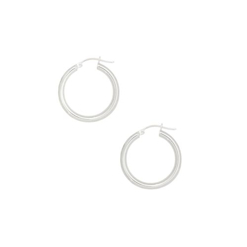 Argolla pequeña color plateada lisa para mujer