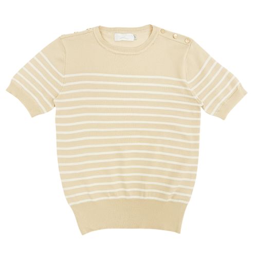 Blusa en color beige de estilo casual  y cuello redondo para mujer