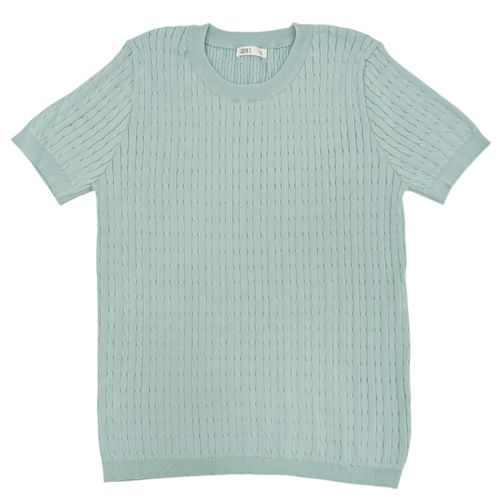 Blusa curvy en color celeste con detalle tejido para mujer