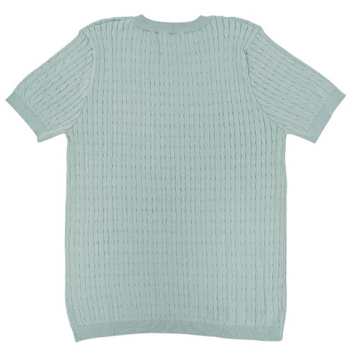 Blusa curvy en color celeste con detalle tejido para mujer