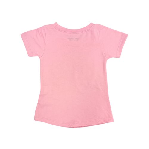 Camiseta color rosa de cuello redondo con mangas cortas para niña