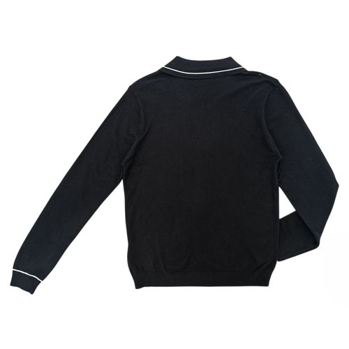 Blusa color negro tipo suéter casual con contraste para mujer