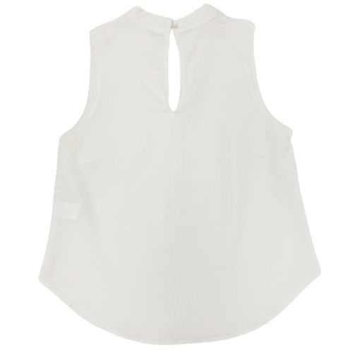 Blusa color blanco tipo denim casual desmangada para mujer