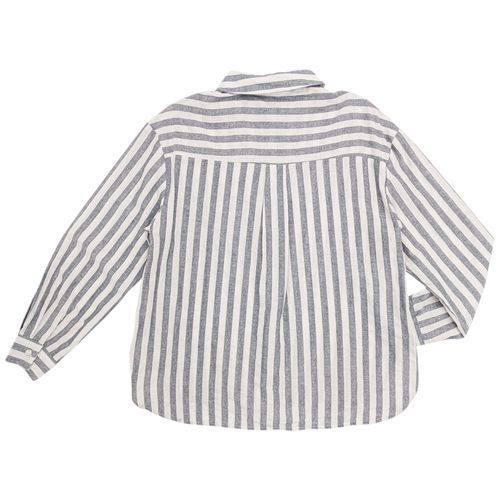 Blusa bicolor tipo lino de mangas largas para mujer