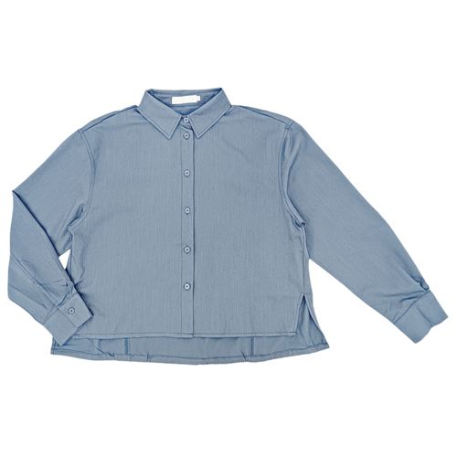 Blusa color azul claro de estilo casual de mangas largas para mujer