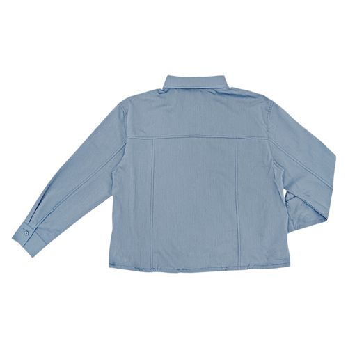 Blusa color azul claro de estilo casual de mangas largas para mujer
