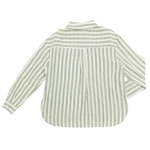 Blusa bicolor tipo lino de mangas largas para mujer