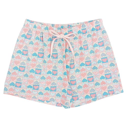 Short de pijama multicolor de corazones para mujer