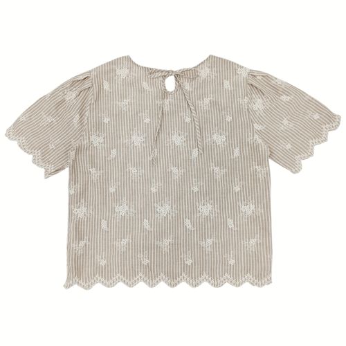 Blusa curvy color café con detalle de bordados para mujer