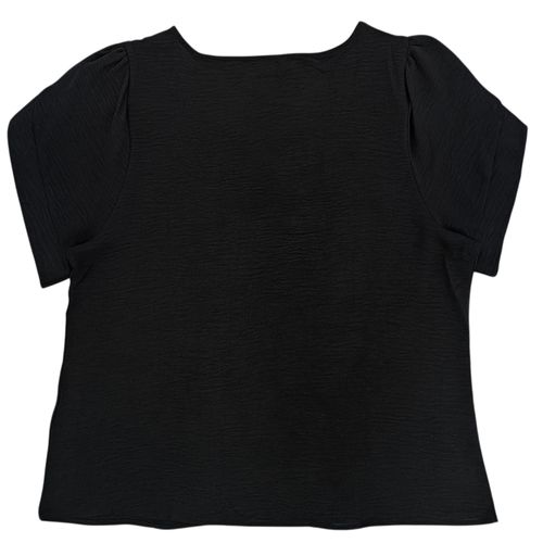 Blusa curvy color negro casual con detalle de relieve para mujer