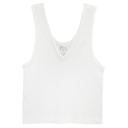 Tank top color blanco con escote en V para mujer