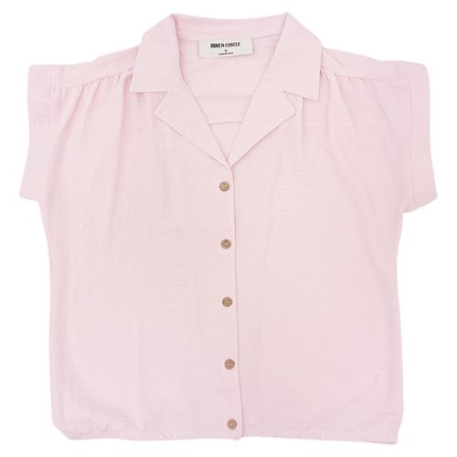 Blusa casual color rosa con cierre de botones para mujer