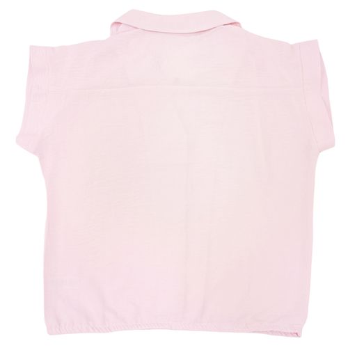 Blusa casual color rosa con cierre de botones para mujer