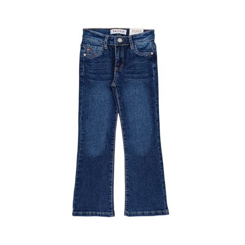 Boot cut jeans color azul oscuro lavado para niña