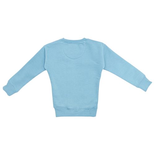 Pull over color celeste de cuello redondo para niña