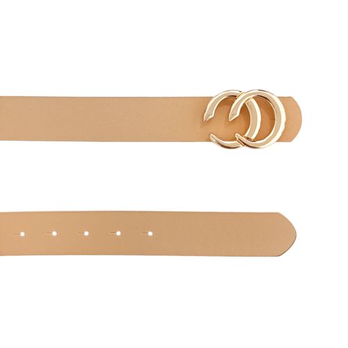 Cincho color beige con doble hebilla para mujer