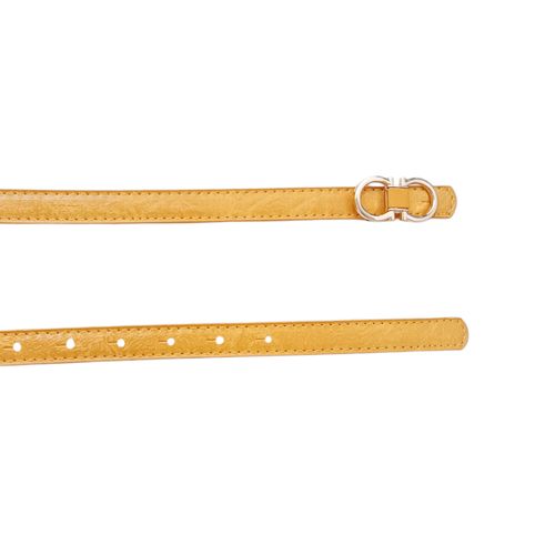 Cincho color amarillo mostaza con hebilla dorada para mujer
