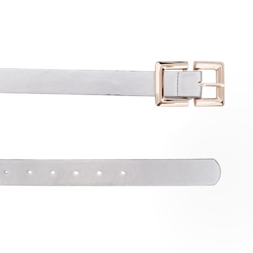 Cincho color blanco con hebilla dorada rectangular para mujer