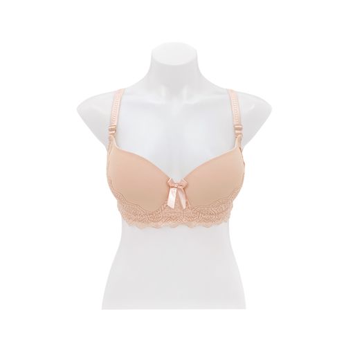 Brasier color beige copa C con detalle de encaje para mujer