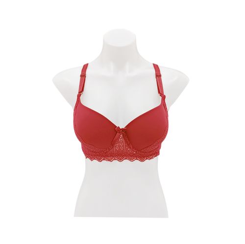Brasier color rojo copa C con detalle de encaje para mujer