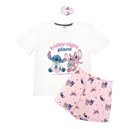 Pijama de short en bicolor con estampado alusivo a Stich para mujer