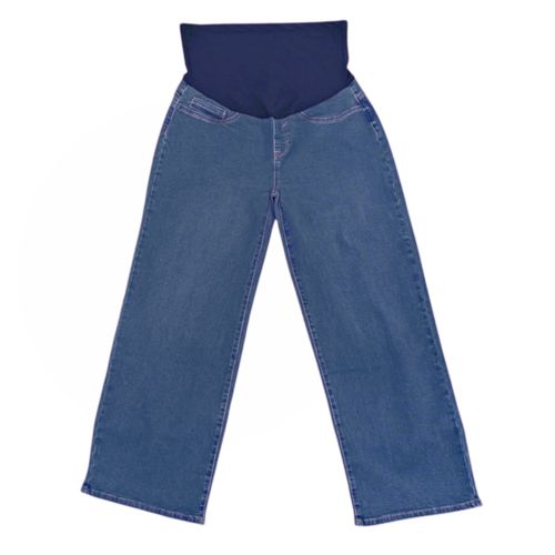 Wide leg jeans maternal color azul para mujer
