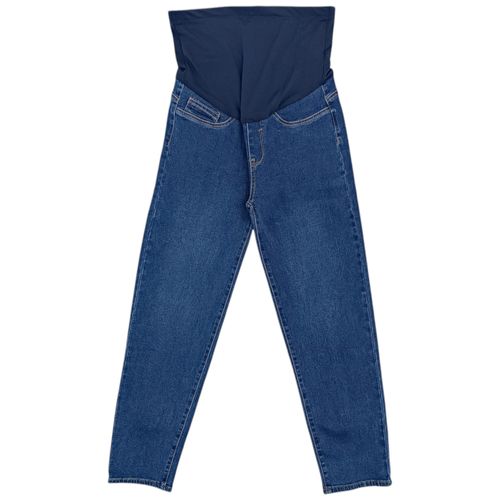 Slim jeans maternal color azul con diseño lavado para mujer