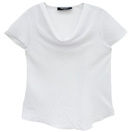 Blusa en color blanco de estilo casual y escote drapeado para mujer
