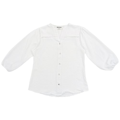 Blusa en color blanco de estilo casual y mangas 3/4 para mujer