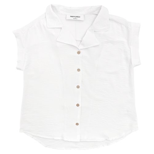 Blusa en color blanco de estilo casual y mangas cortas para mujer