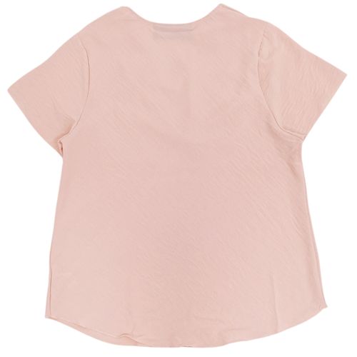 Blusa en color rosa de estilo casual y escote drapeado para mujer