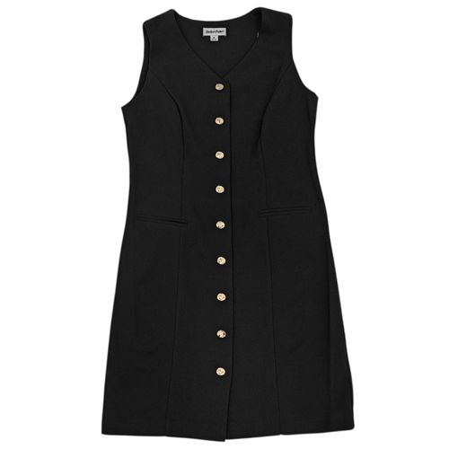 Vestido color negro con escote en V y sin mangas para mujer