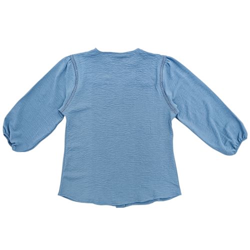 Blusa en color azul de estilo casual y mangas 3/4 para mujer