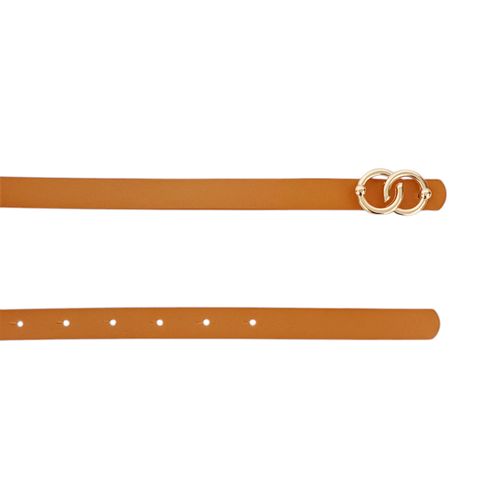 Cincho casual color camel con doble hebilla para mujer