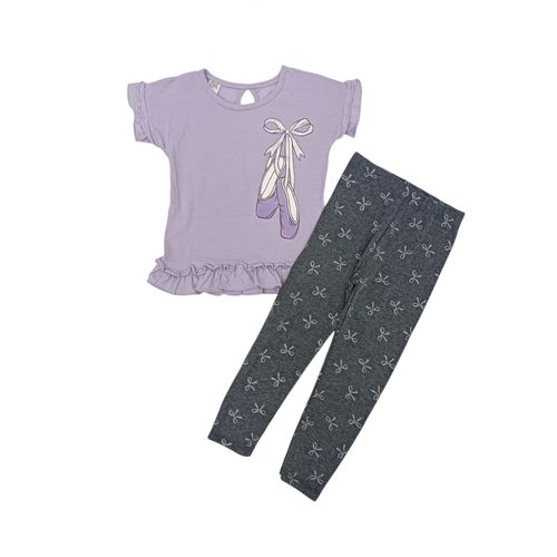 Conjunto en bicolor con diseño estampado para niña