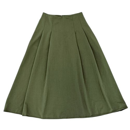 Falda color verde olivo midi acampanada para mujer