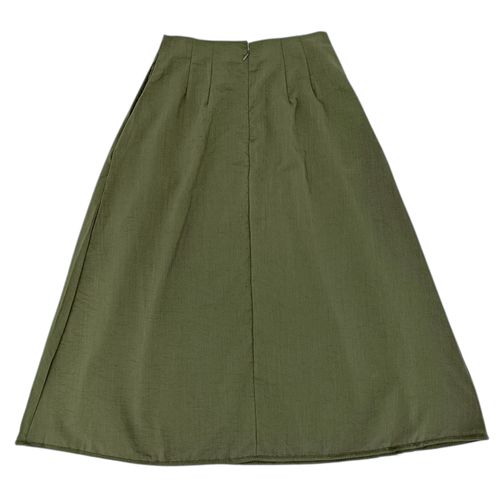 Falda color verde olivo midi acampanada para mujer