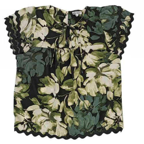 Blusa color verde con detalle de ruffles para mujer