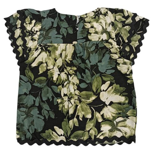 Blusa color verde con detalle de ruffles para mujer
