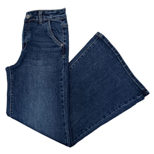 Palazzo fit jeans color azul lavado para mujer