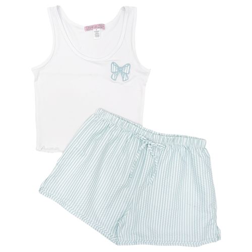 Pijama con short color celeste con detalle para mujer