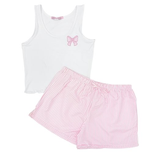 Pijama con short color rosa con detalle para mujer
