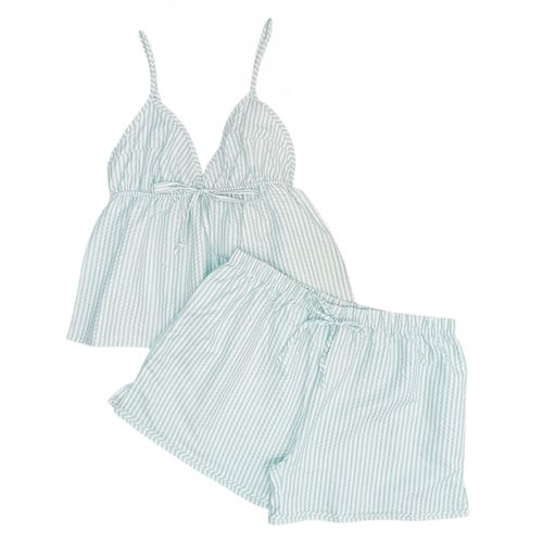 Pijama con short color verde claro con detalle para mujer
