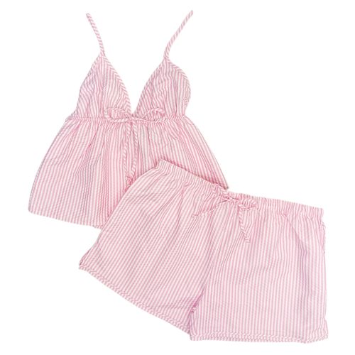 Pijama con short color rosa con detalle para mujer