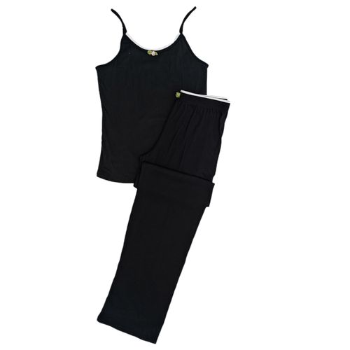 Pijama con pantalón color negro de tirantes para mujer